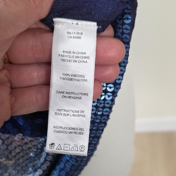 Michael Kors Blue Sequin Knit Top – Size L - Picture 7 of 9